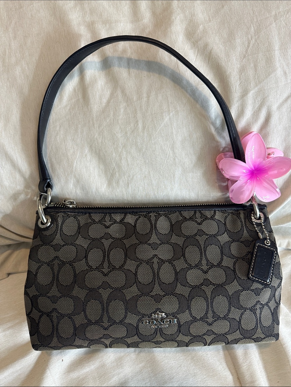Coach Black Signature Jacquard Shoulder Bag